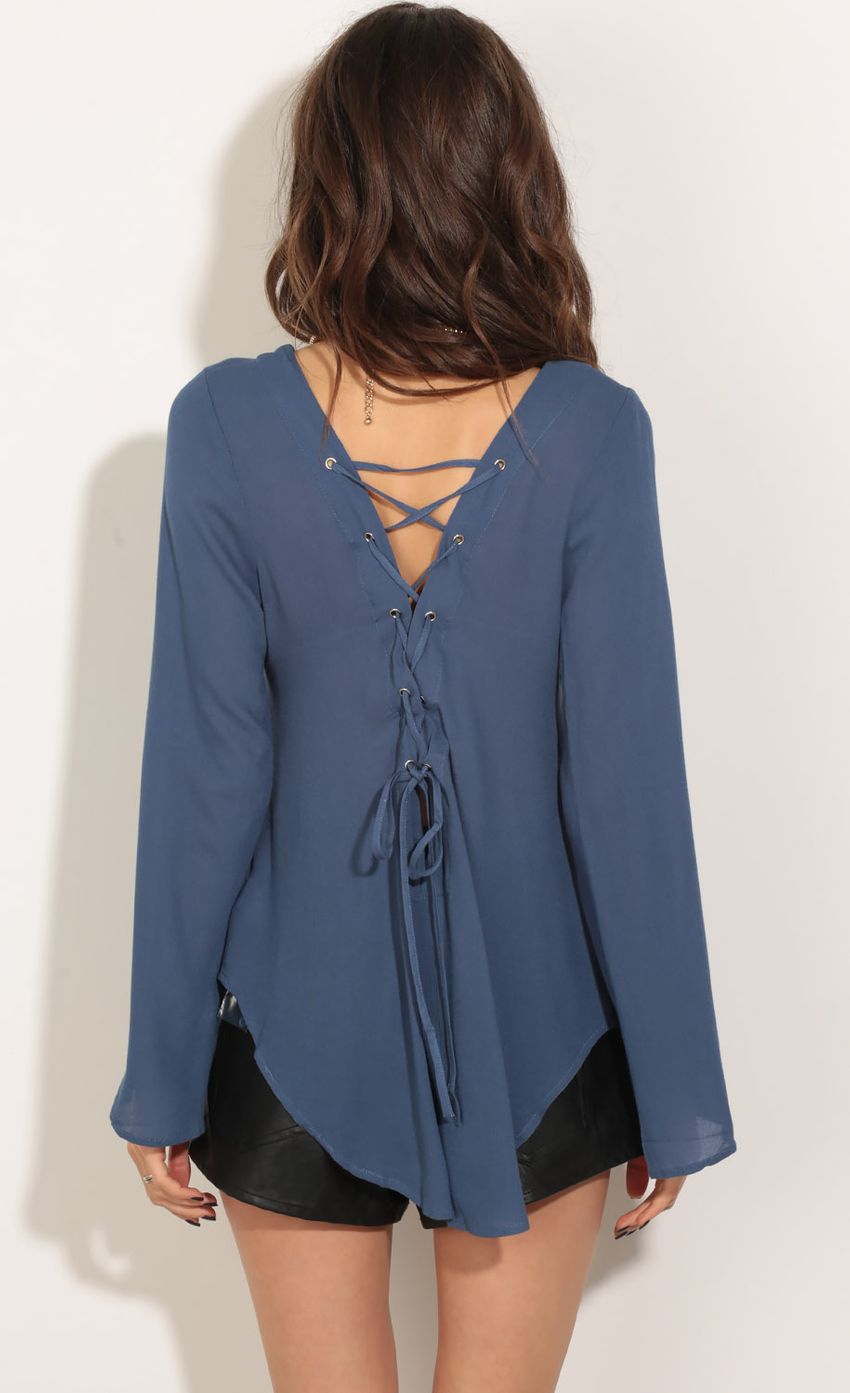 Picture Lace-Up Top In Blue. Source: https://media-img.lucyinthesky.com/data/May16_2/850xAUTO/0Y5A9009.JPG