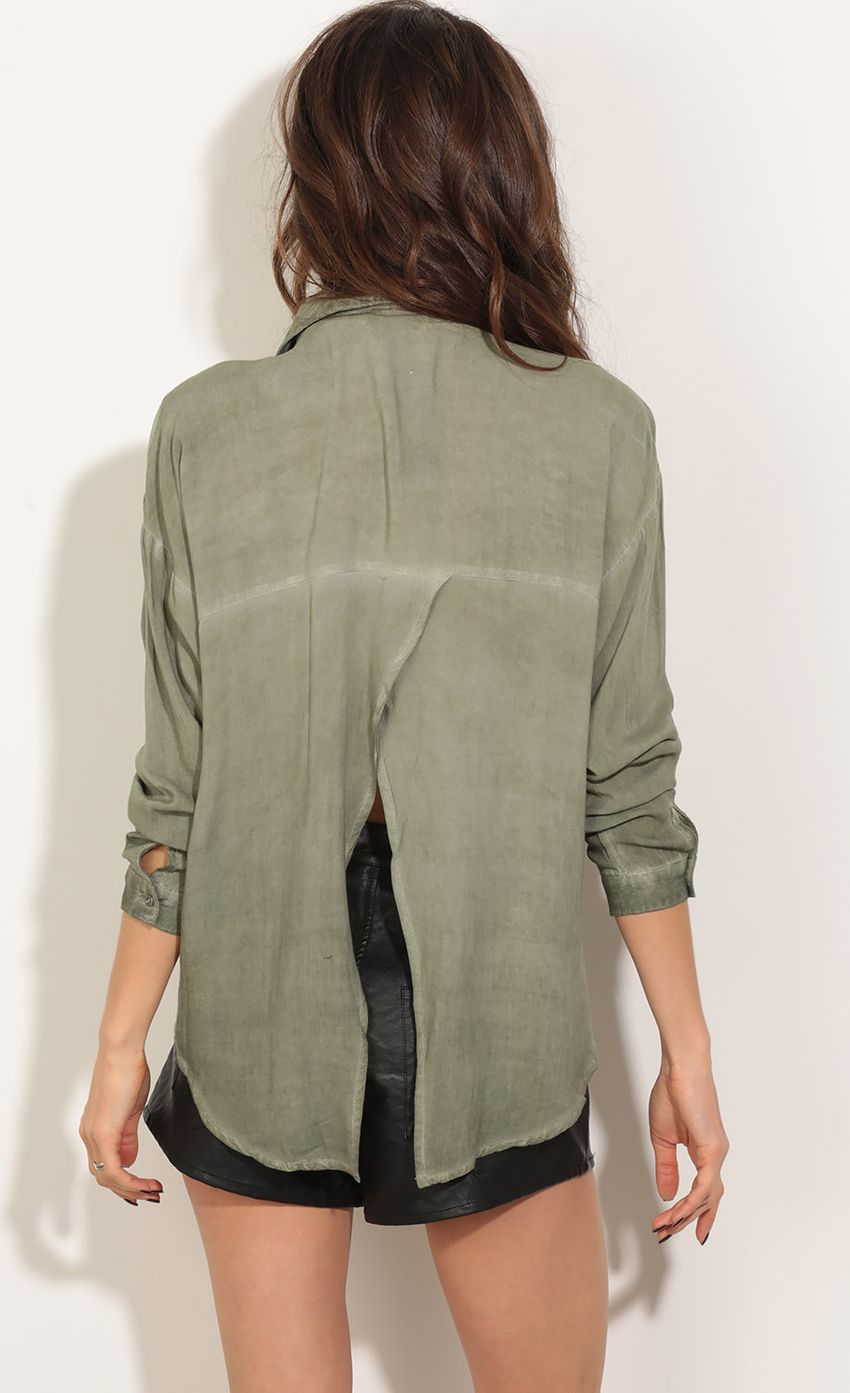 Picture Faded Button-Up Day Top In Olive. Source: https://media-img.lucyinthesky.com/data/May16_2/850xAUTO/0Y5A9120.JPG