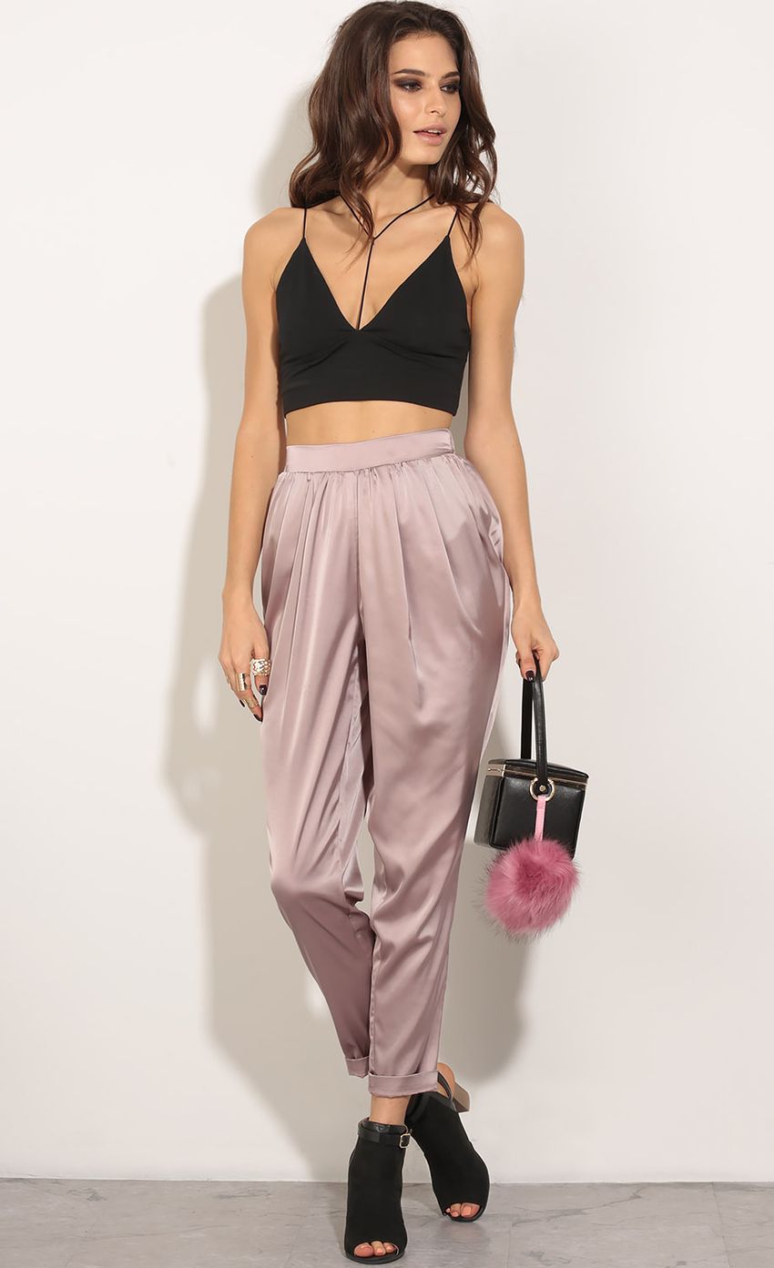 Picture Satin Day Pants In Taupe. Source: https://media-img.lucyinthesky.com/data/May16_2/850xAUTO/0Y5A9255.JPG