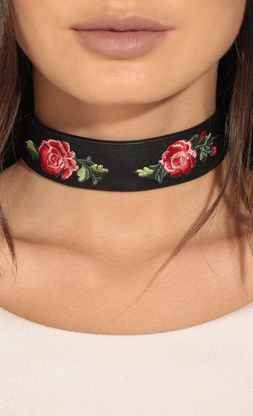 Picture Faux Leather Floral Statement Choker Necklace. Source: https://media-img.lucyinthesky.com/data/May17_1/850xAUTO/0Y5A2340.JPG