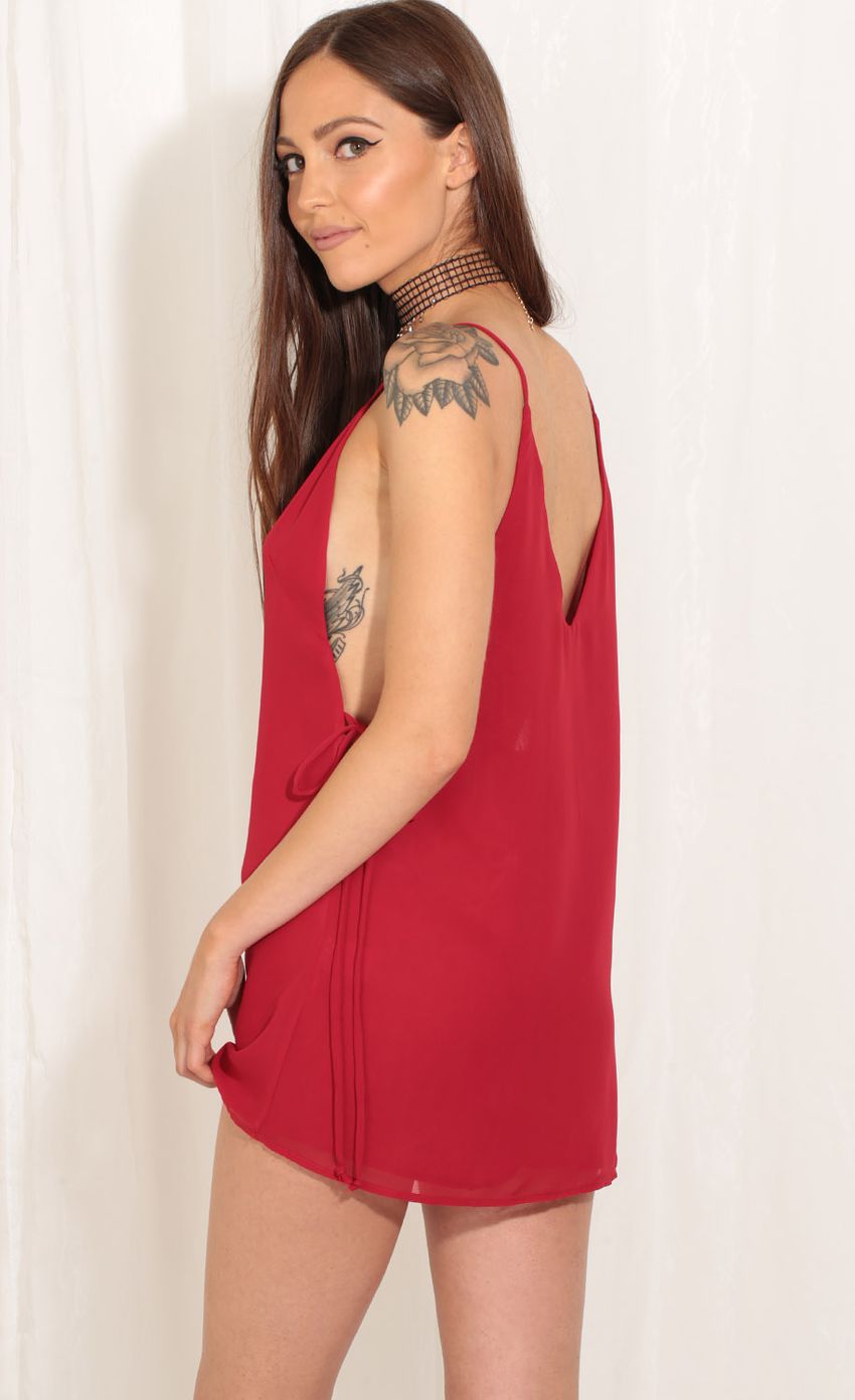Picture Tie Detail Shift Dress In Scarlet. Source: https://media-img.lucyinthesky.com/data/May17_1/850xAUTO/0Y5A7355.JPG