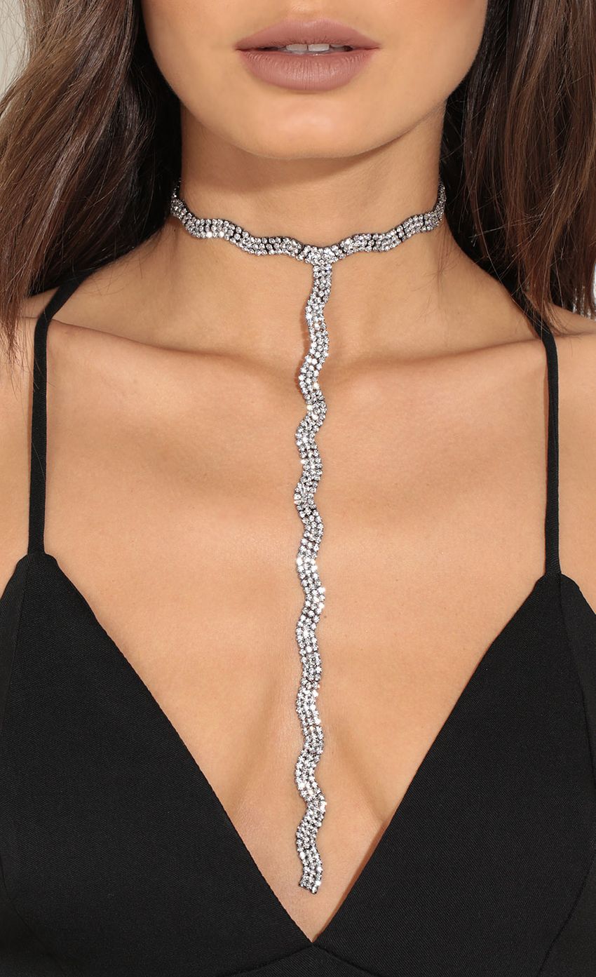 Picture Rhinestone Embellished Drop Choker In Silver. Source: https://media-img.lucyinthesky.com/data/May17_1/850xAUTO/0Y5A9718.JPG