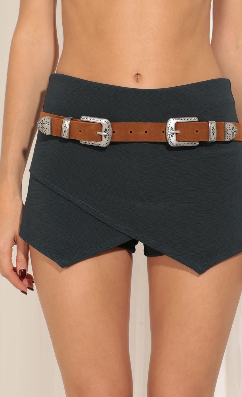 Picture Textured Double Buckle Belt In Sienna. Source: https://media-img.lucyinthesky.com/data/May17_2/850xAUTO/0Y5A0198.JPG