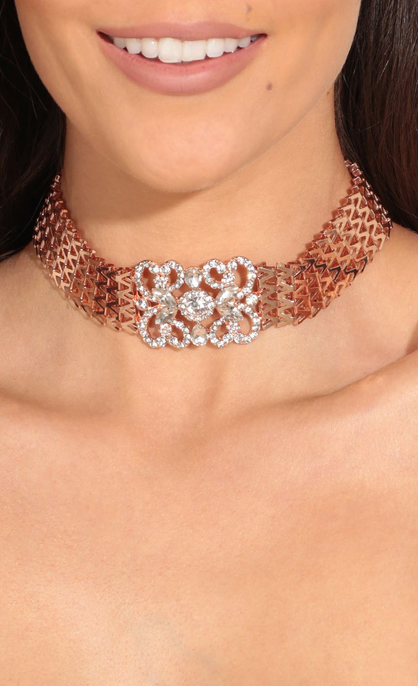 Picture Crystal Embellished Statement Choker In Rose Gold. Source: https://media-img.lucyinthesky.com/data/May17_2/850xAUTO/0Y5A6005.JPG