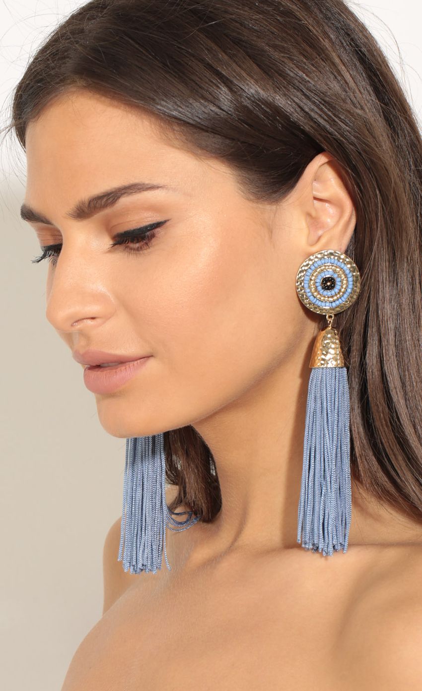 Picture Beaded Tassel Statement Earrings In Blue. Source: https://media-img.lucyinthesky.com/data/May17_2/850xAUTO/0Y5A7382.JPG