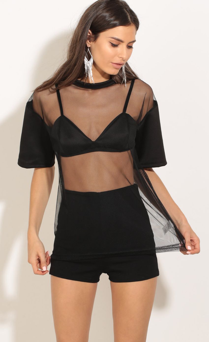 Picture Sheer Mesh Top In Black. Source: https://media-img.lucyinthesky.com/data/May17_2/850xAUTO/0Y5A7710.JPG