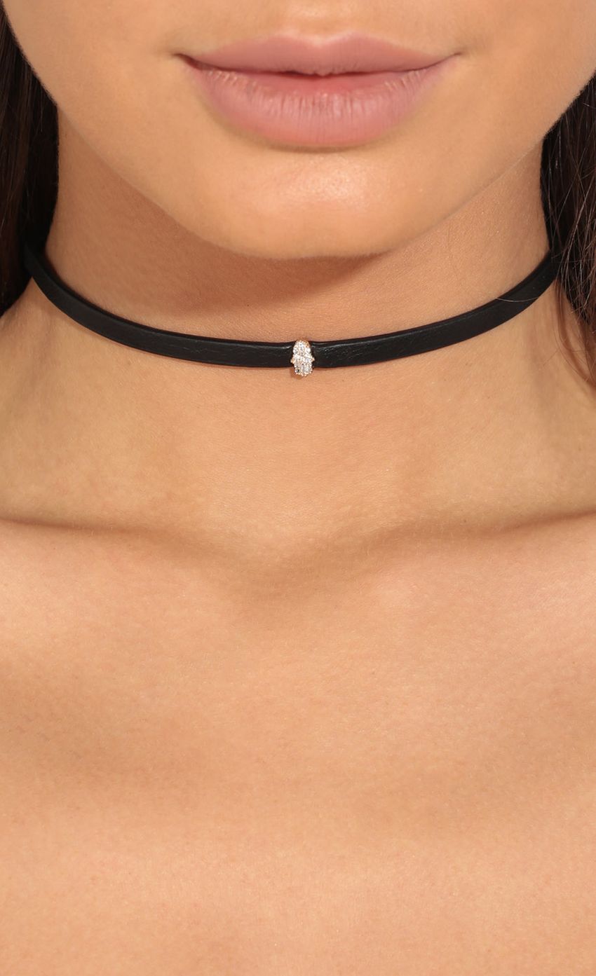 Picture Genuine Leather Choker Necklace In Black. Source: https://media-img.lucyinthesky.com/data/May17_2/850xAUTO/0Y5A8681.JPG