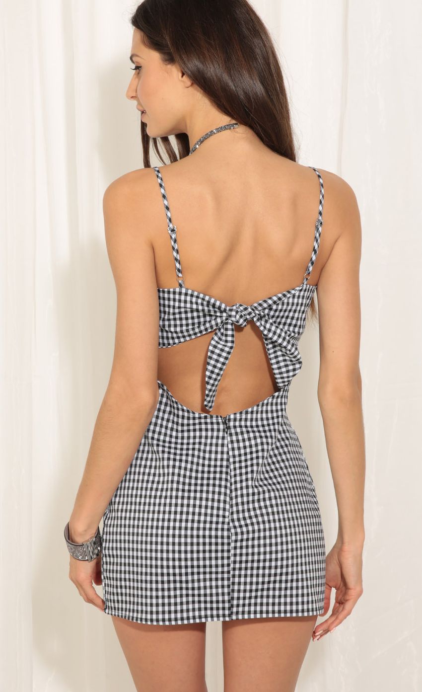 Picture Ariel Tie Back Dress In Gingham. Source: https://media-img.lucyinthesky.com/data/May17_2/850xAUTO/0Y5A9316.JPG