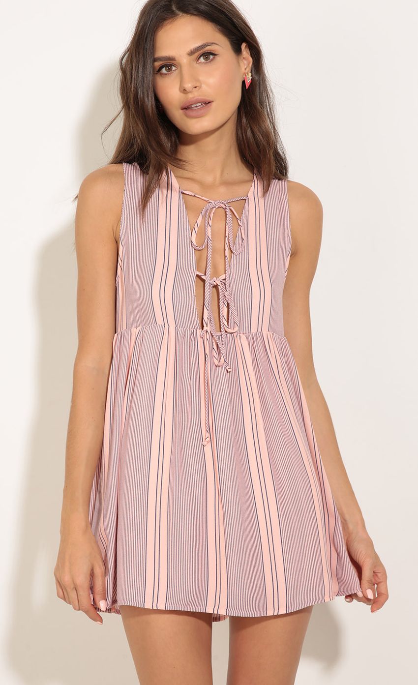 Picture Pinstripe Plunge Babydoll Dress In Pink. Source: https://media-img.lucyinthesky.com/data/May17_2/850xAUTO/0Y5A9356.JPG