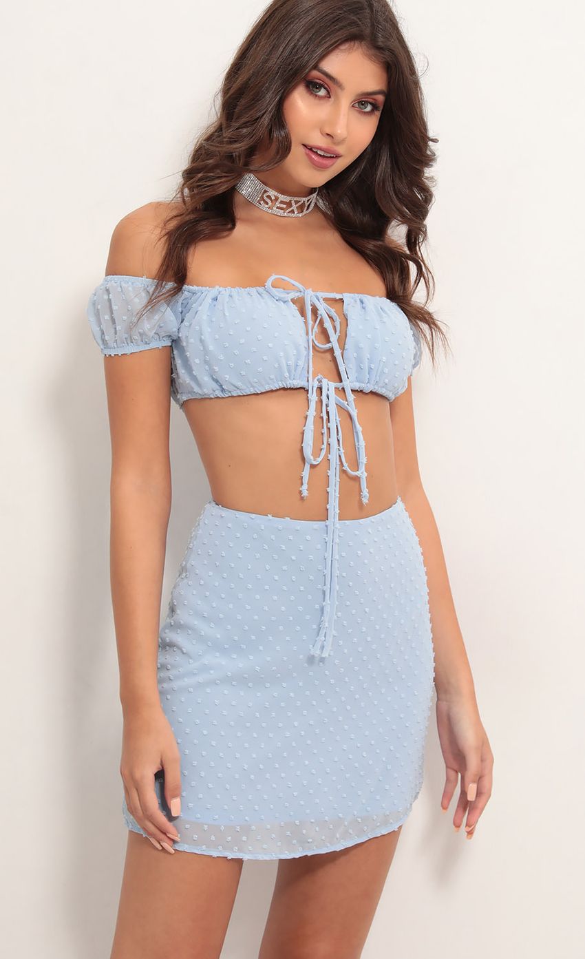 Picture Ciao Bella Chiffon Set in Blue Dots. Source: https://media-img.lucyinthesky.com/data/May19_1/850xAUTO/781A5700.JPG
