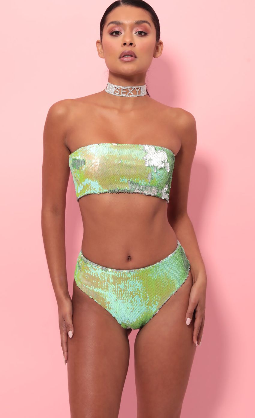 Picture Party Sequin Swim Set in Lime Green. Source: https://media-img.lucyinthesky.com/data/May19_2/850xAUTO/781A0766.JPG