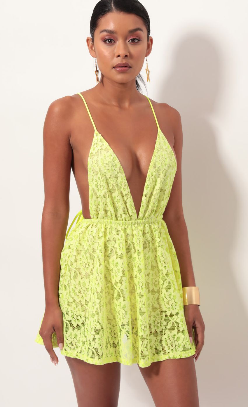 Picture Skylar Embroidered Dress in Neon Yellow. Source: https://media-img.lucyinthesky.com/data/May19_2/850xAUTO/781A8360.JPG