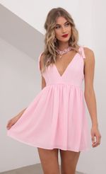 Picture Ties A-line Dress in Light Pink. Source: https://media-img.lucyinthesky.com/data/May20_2/150xAUTO/781A0261.JPG