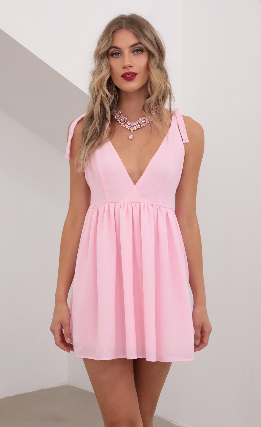 Picture Ties A-line Dress in Light Pink. Source: https://media-img.lucyinthesky.com/data/May20_2/850xAUTO/781A0248.JPG