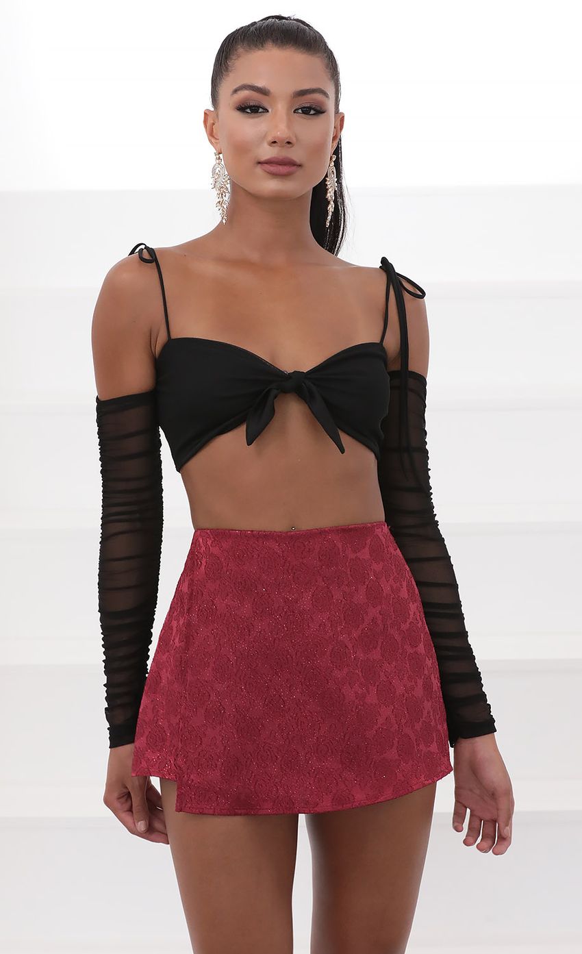 Picture Jacquard Skort in Red. Source: https://media-img.lucyinthesky.com/data/May20_2/850xAUTO/781A2765.JPG
