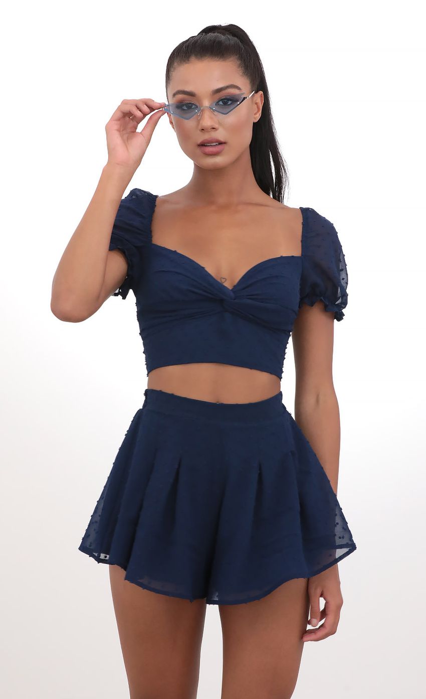 Picture Puff Sleeve Chiffon Set in Navy Dots. Source: https://media-img.lucyinthesky.com/data/May20_2/850xAUTO/781A3847.JPG