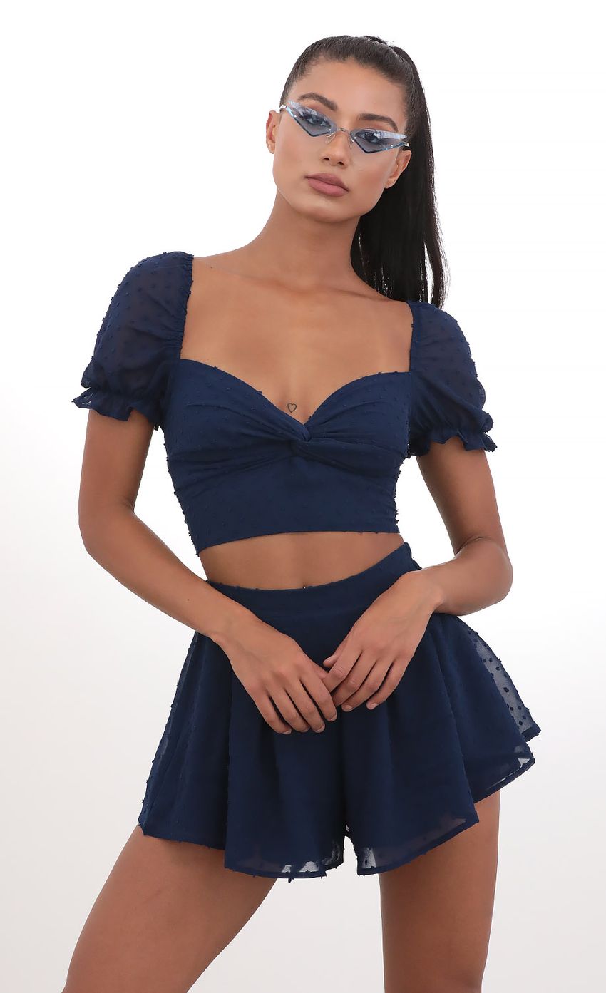Picture Puff Sleeve Chiffon Set in Navy Dots. Source: https://media-img.lucyinthesky.com/data/May20_2/850xAUTO/781A3862.JPG