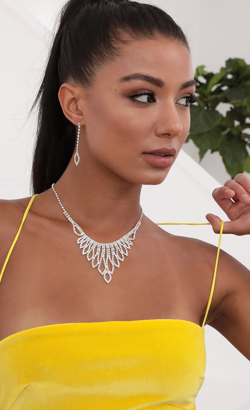 Picture Eleanor Silver Necklace &amp; Earrings. Source: https://media-img.lucyinthesky.com/data/May20_2/850xAUTO/781A5823S.JPG