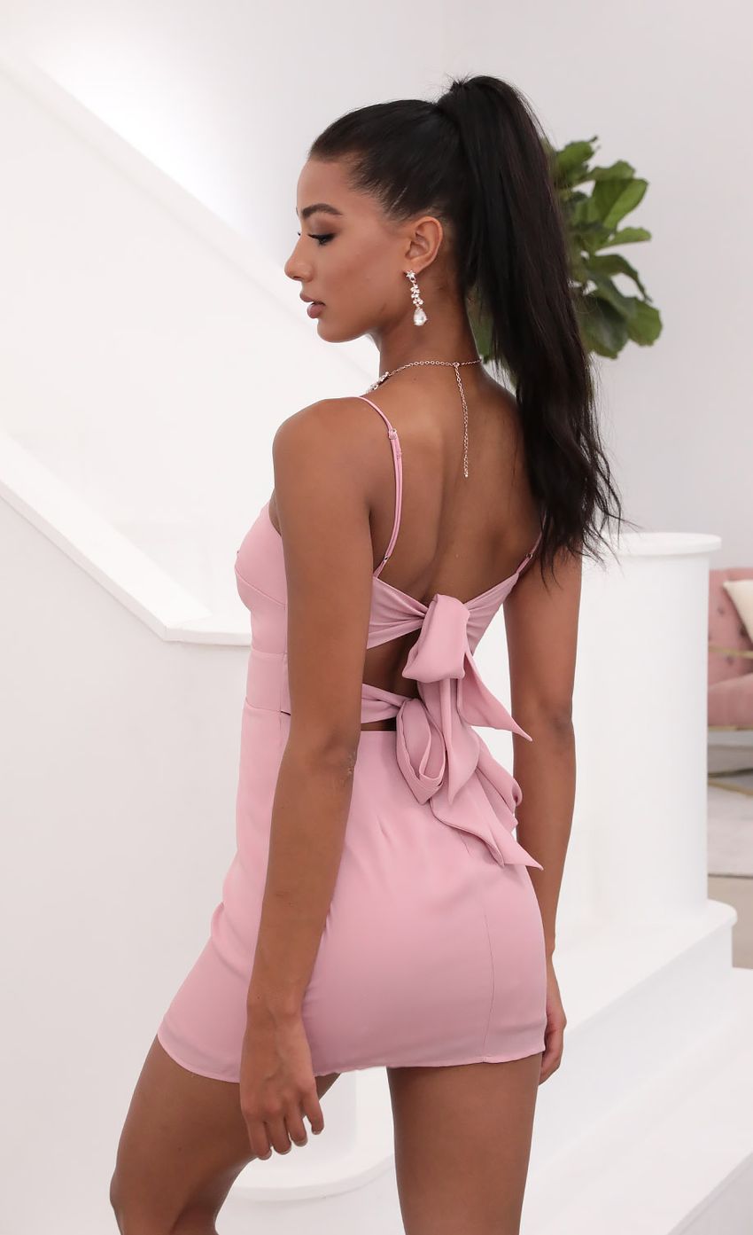 Picture Evelyn Front Twist Chiffon Dress in Pink. Source: https://media-img.lucyinthesky.com/data/May20_2/850xAUTO/781A7521.JPG