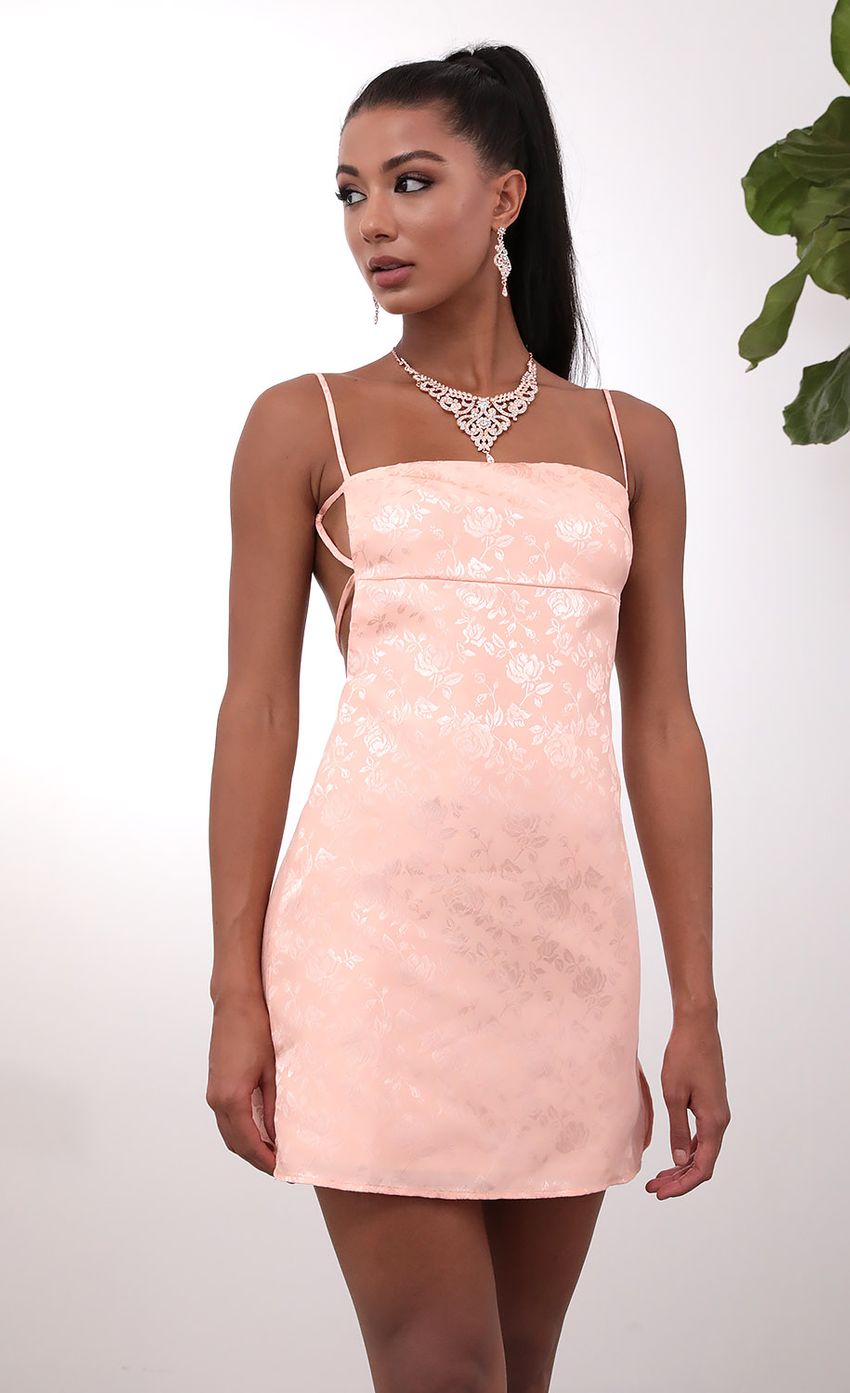 Picture Bliss Floral Jacquard Slit Dress In Light Pink. Source: https://media-img.lucyinthesky.com/data/May20_2/850xAUTO/781A8567.JPG
