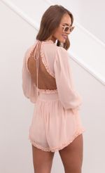 Picture Ruched Ruffle Romper in Pastel Salmon. Source: https://media-img.lucyinthesky.com/data/May21_1/150xAUTO/1V9A1403.JPG