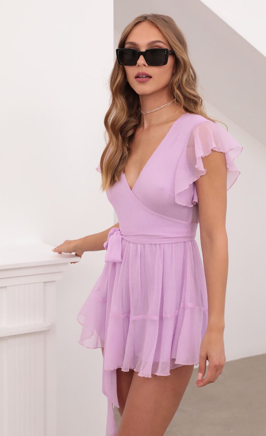 Picture Wrap Romper in Lavender Crinkle Chiffon. Source: https://media-img.lucyinthesky.com/data/May21_1/850xAUTO/1V9A0246.JPG