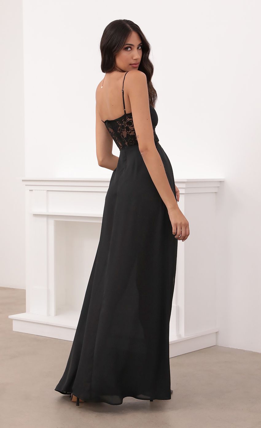 Picture Cutout Maxi Dress in Black Lace. Source: https://media-img.lucyinthesky.com/data/May21_1/850xAUTO/1V9A4045.JPG