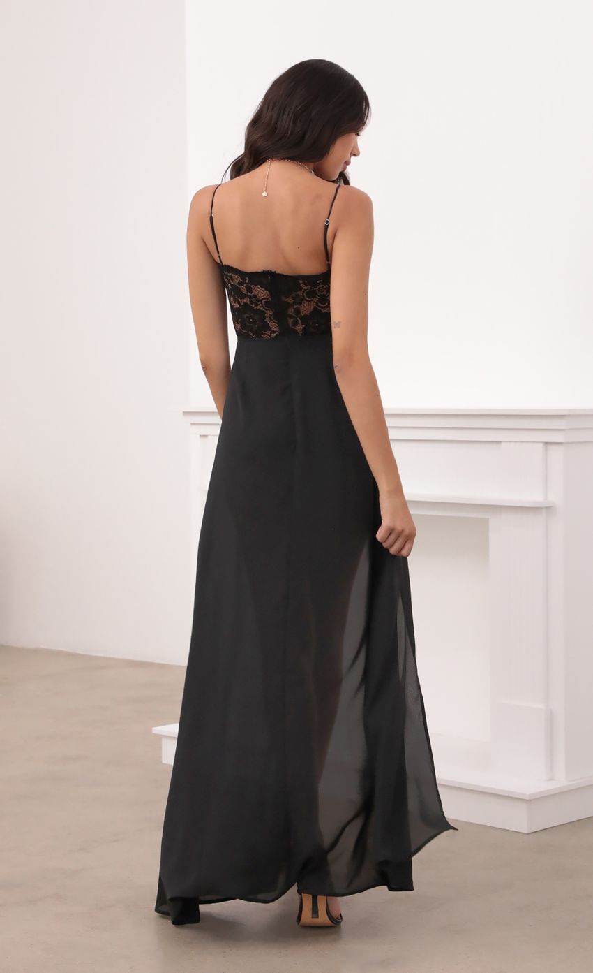 Picture Cutout Maxi Dress in Black Lace. Source: https://media-img.lucyinthesky.com/data/May21_1/850xAUTO/1V9A4054.JPG