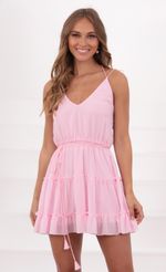 Picture Tassle V-Neck dress in Pink. Source: https://media-img.lucyinthesky.com/data/May21_2/150xAUTO/1V9A1073.JPG