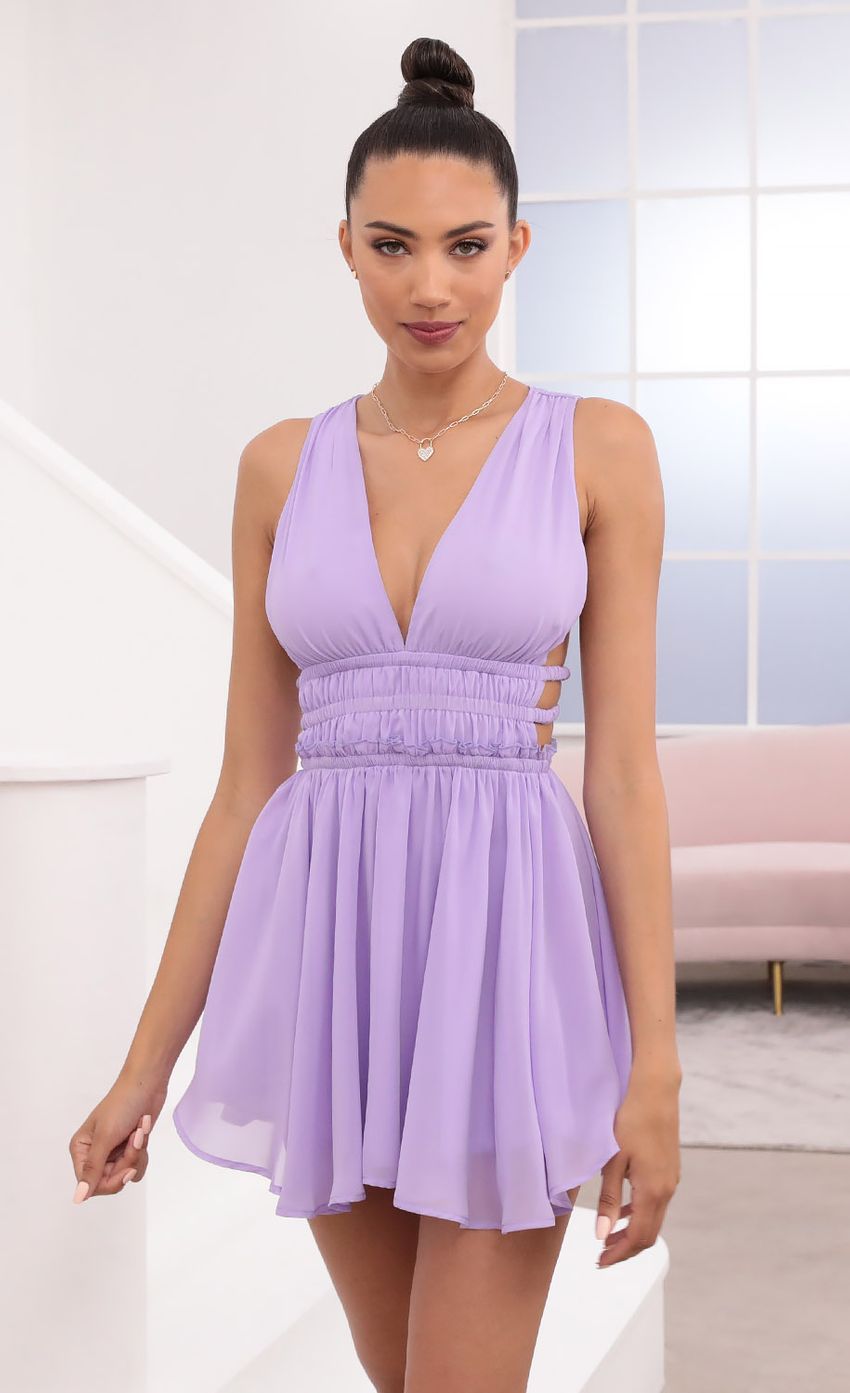 Picture Plunge A-Line Dress in Lavender. Source: https://media-img.lucyinthesky.com/data/May21_2/850xAUTO/1V9A0464.JPG