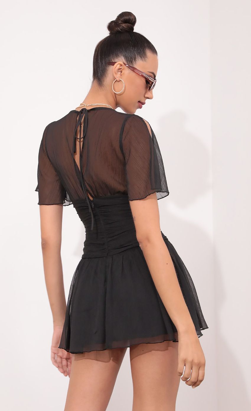 Picture Ruched Waist Dress in Black. Source: https://media-img.lucyinthesky.com/data/May21_2/850xAUTO/1V9A2166.JPG