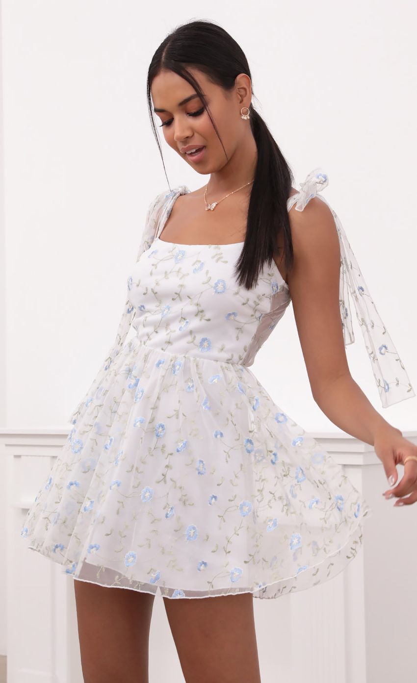 Picture Embroidered Blue Flower Mesh Dress in White. Source: https://media-img.lucyinthesky.com/data/May21_2/850xAUTO/1V9A3219.JPG