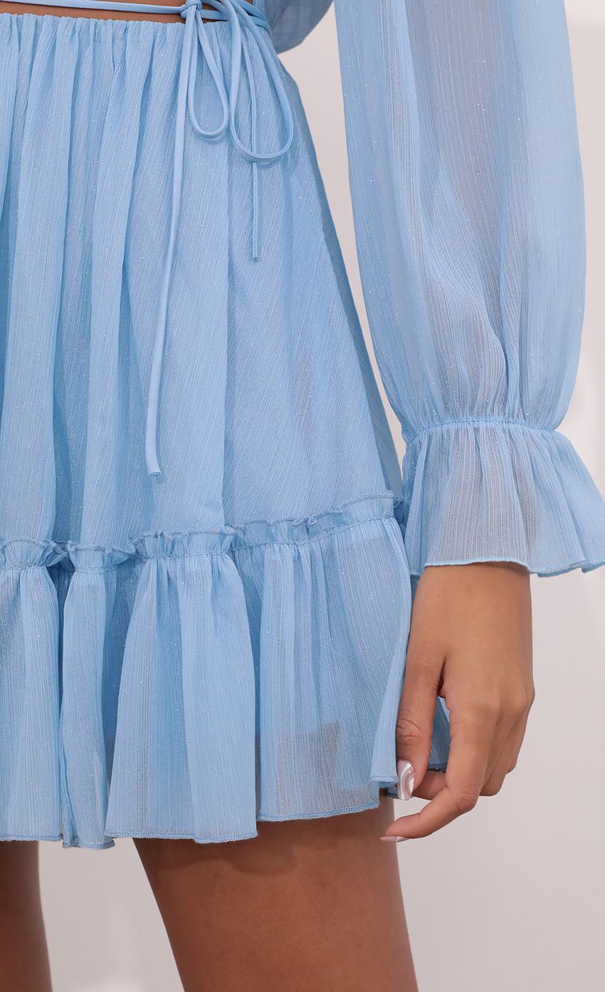 Picture Cutout Off The Shoulder Dress in Sky Blue. Source: https://media-img.lucyinthesky.com/data/May21_2/850xAUTO/1V9A4130.JPG