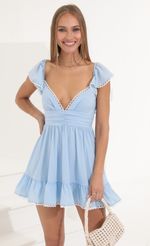 Picture Fit and Flare Dress in Blue. Source: https://media-img.lucyinthesky.com/data/May22_1/150xAUTO/1V9A4763.JPG