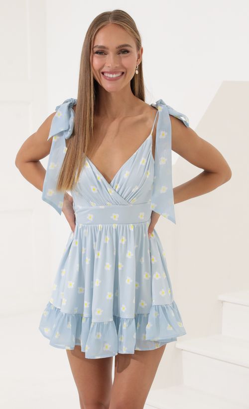 white christmas dresses Light Blue Babydoll Dress main image 0