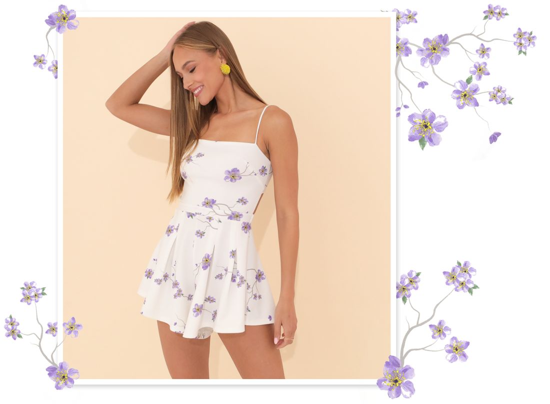 Floral Romper in White