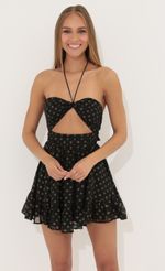 Picture Baby Doll Dress in Black with Gold Dots. Source: https://media-img.lucyinthesky.com/data/May22_2/150xAUTO/1V9A2645.JPG