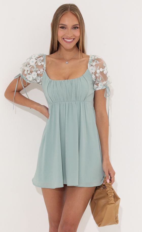 Crepe Baby Doll Dress in Teal