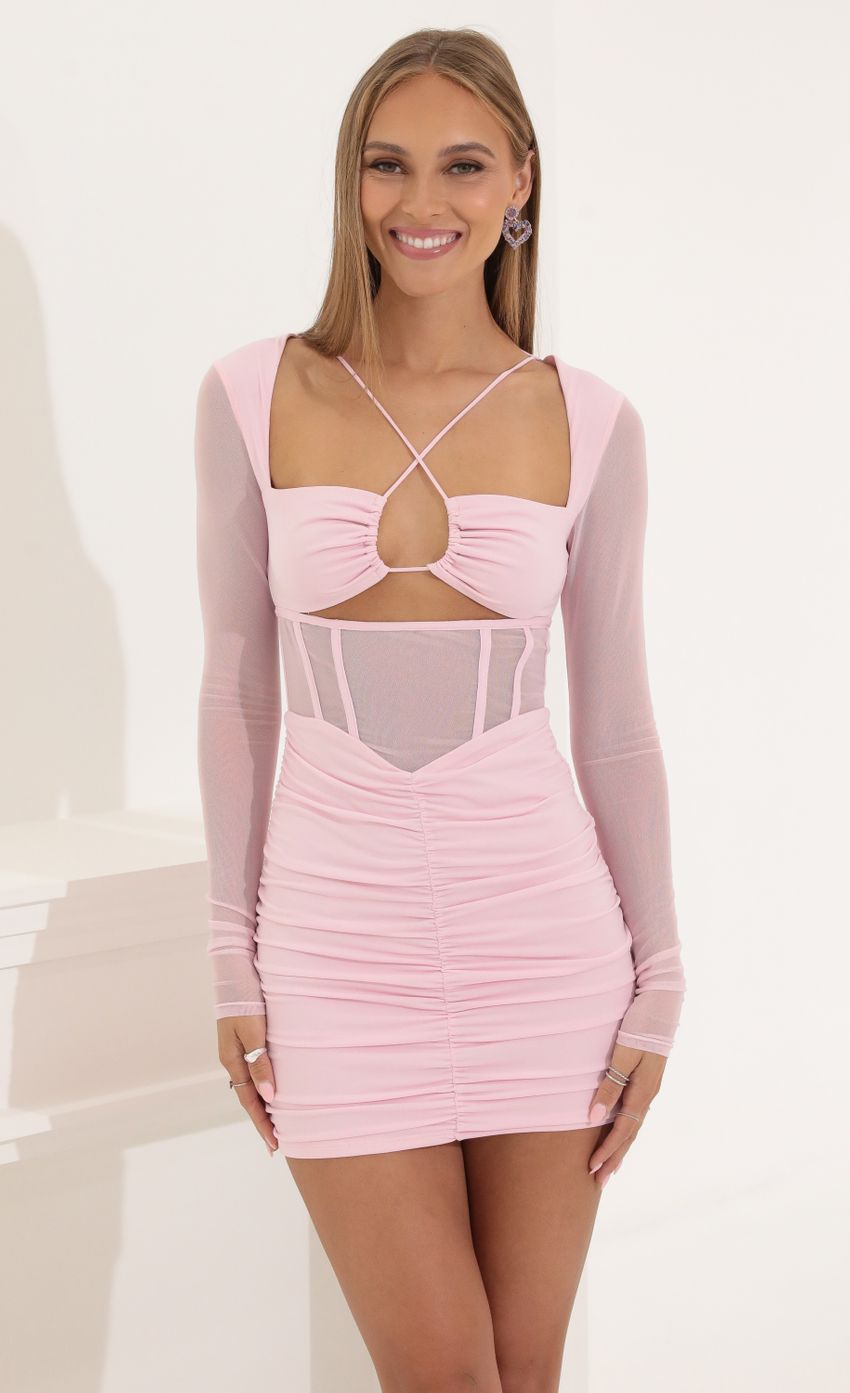 Picture Long Sleeve Dress in Pink. Source: https://media-img.lucyinthesky.com/data/May22_2/850xAUTO/1V9A2607.JPG