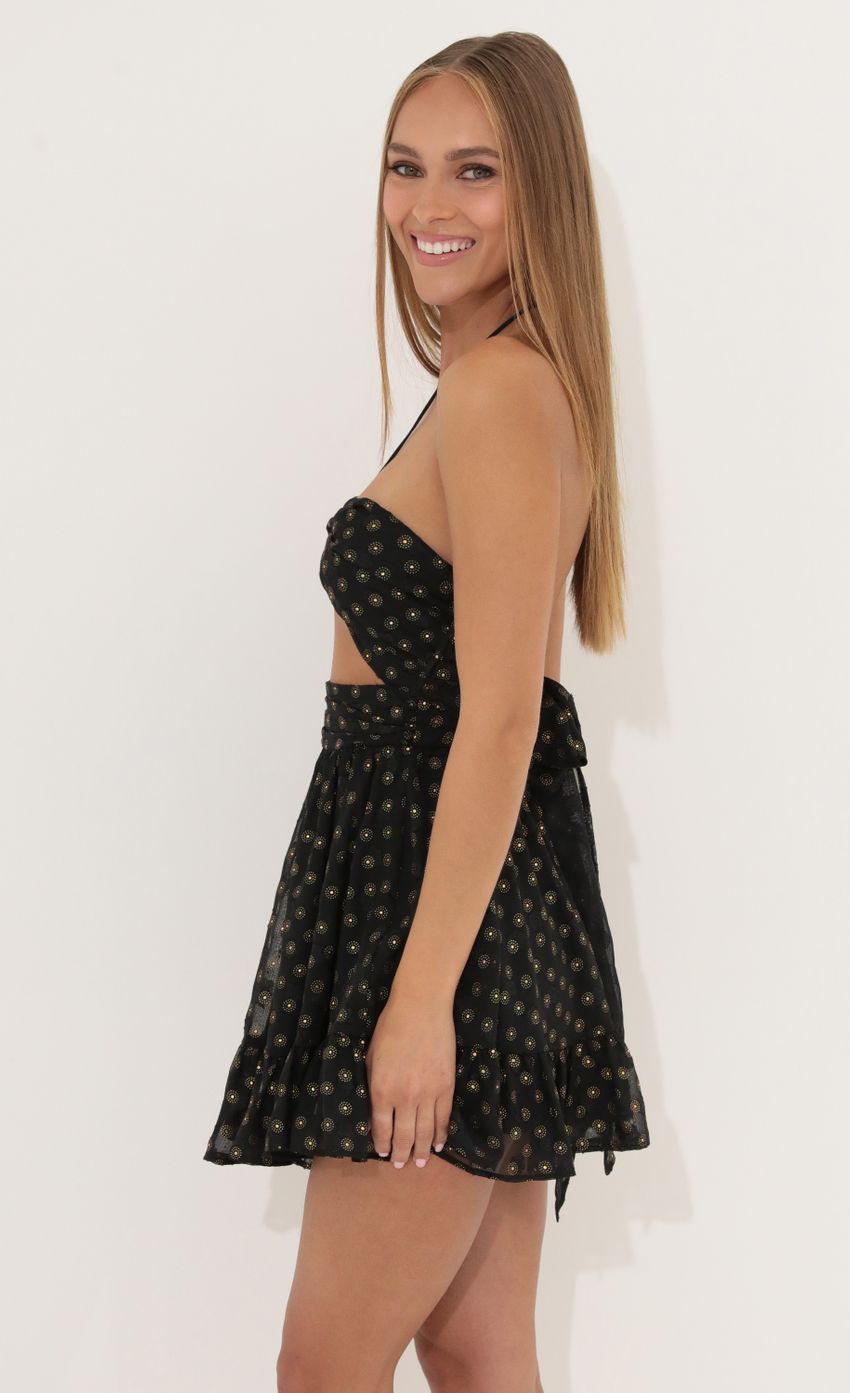 Picture Baby Doll Dress in Black with Gold Dots. Source: https://media-img.lucyinthesky.com/data/May22_2/850xAUTO/1V9A2719.JPG
