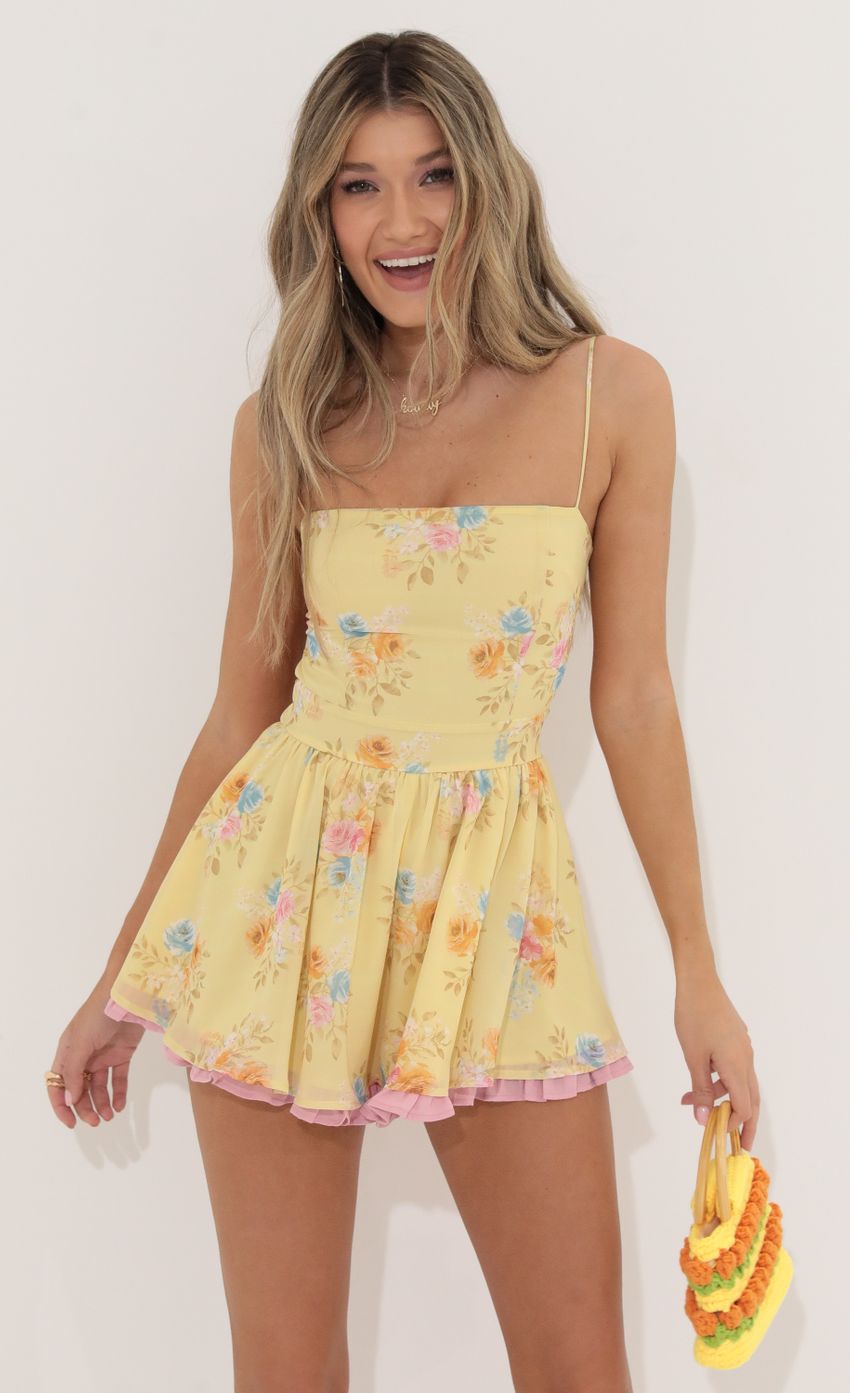 Picture Square Neck Floral Romper in Yellow. Source: https://media-img.lucyinthesky.com/data/May22_2/850xAUTO/1V9A3385.JPG