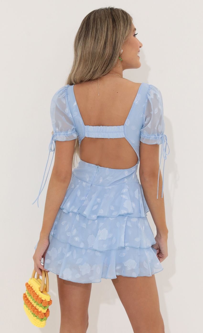 Picture Chiffon Ruffle Corset Dress in Blue. Source: https://media-img.lucyinthesky.com/data/May22_2/850xAUTO/1V9A4023.JPG