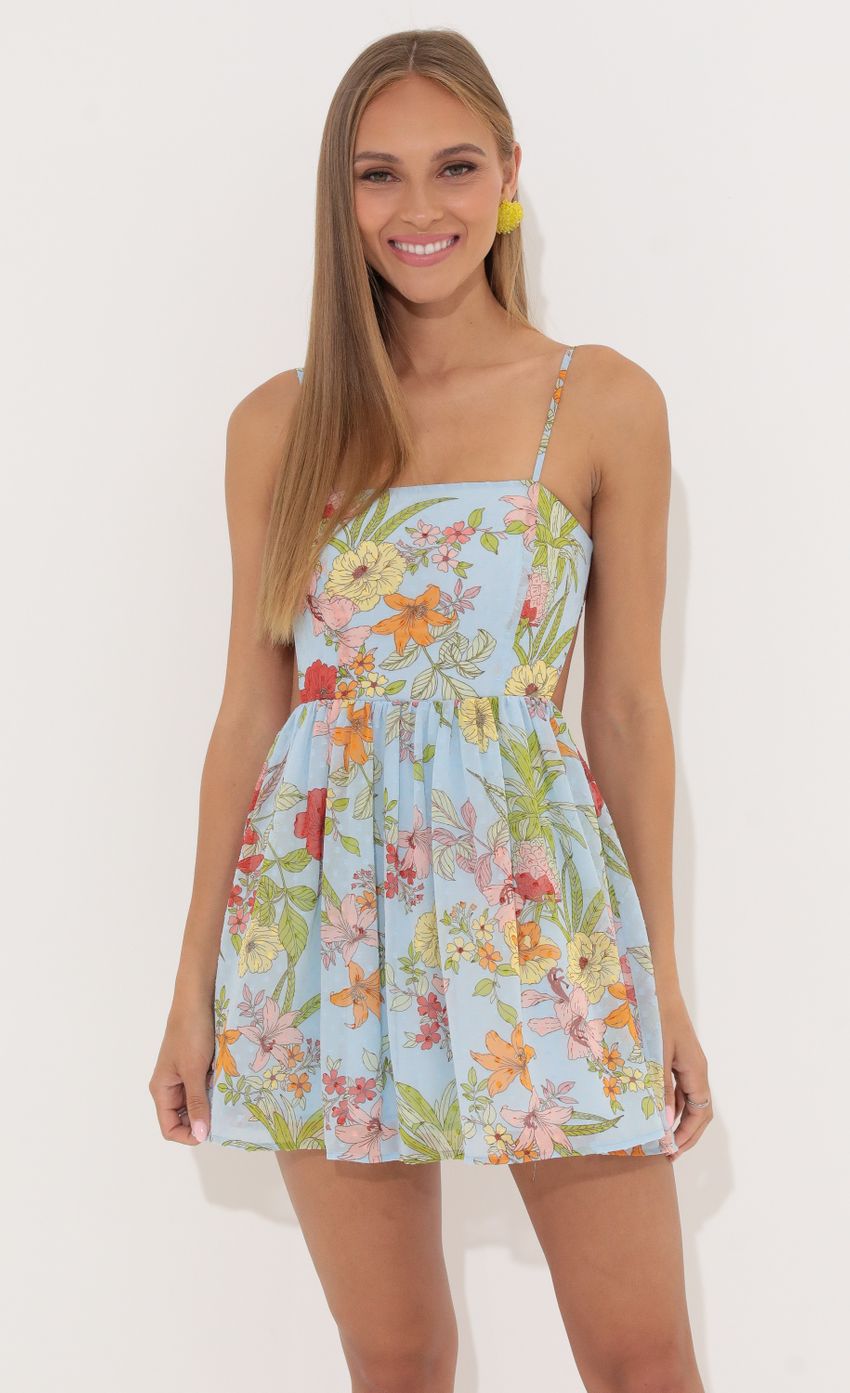 Picture Floral Chiffon A-line Dress in Blue. Source: https://media-img.lucyinthesky.com/data/May22_2/850xAUTO/1V9A6832.JPG