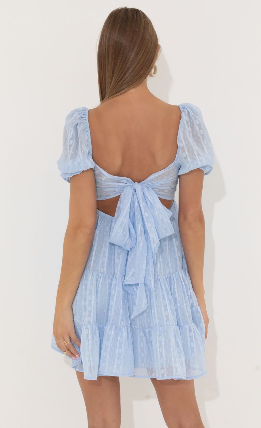 Picture Chiffon Fit and Flare Dress in Blue. Source: https://media-img.lucyinthesky.com/data/May22_2/850xAUTO/1V9A8665.JPG