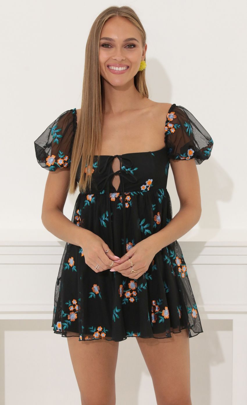 Picture Floral Baby Doll Dress in Black. Source: https://media-img.lucyinthesky.com/data/May22_2/850xAUTO/1V9A8687.JPG