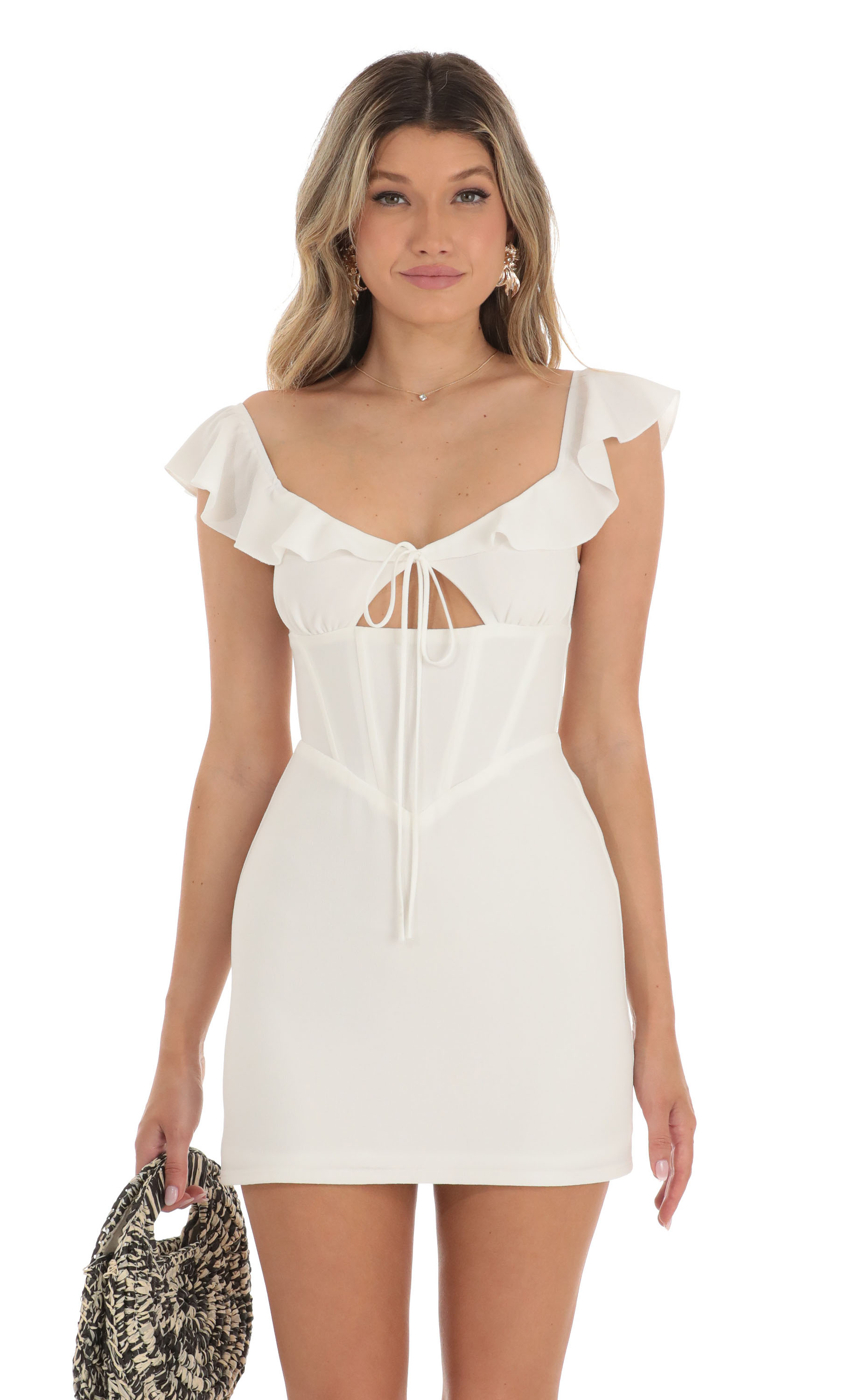 Crepe Corset Dress in White