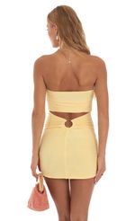 Picture Slinky Strapless Mini Dress in Yellow. Source: https://media-img.lucyinthesky.com/data/May23/150xAUTO/301a3168-5d39-4898-98f7-e5888ddbac3b.jpg