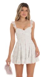 Picture Chiffon Ruffle Strap Dress in White. Source: https://media-img.lucyinthesky.com/data/May23/150xAUTO/4aa4a41a-4bdb-4938-a296-b4b0909bc008.jpg
