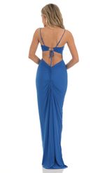 Picture Ruched Maxi Dress in Blue. Source: https://media-img.lucyinthesky.com/data/May23/150xAUTO/56edbab8-5bd0-4516-95ed-df64a30b8588.jpg