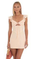 Picture Crepe Corset Dress in Peach. Source: https://media-img.lucyinthesky.com/data/May23/150xAUTO/6eb2b6bb-c43b-45d6-95cc-81dbe09fe359.jpg